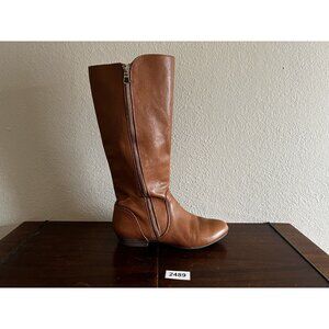 Gianni Bini Women's Riding Boots Leather Sz 6.5M Brown Tall Knee High Side Zip
